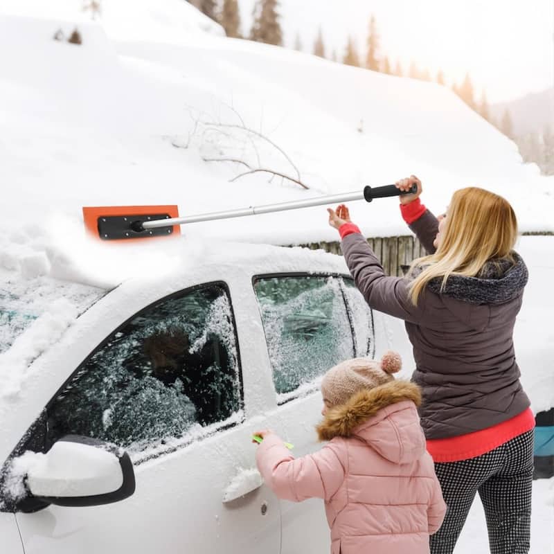 Lightweight Roof Snow Rake 17.7-Inch Foam Blade with Long Aluminum Handle for Easy Clearing - 47.24” x 17.72” x 6.50”