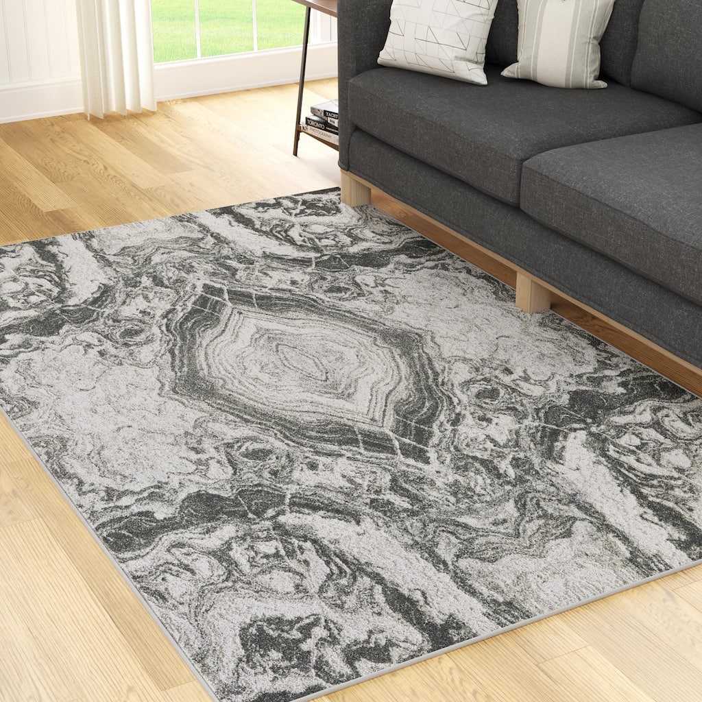 Brookside Abstract Gray Modern Marble Rug