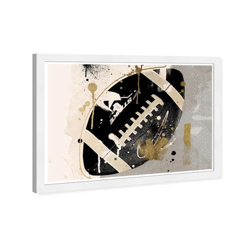 Wynwood Studio Canvas Sports and Teams Tan and Gold Football Black and Modern & Contemporary Wall Art Canvas Print