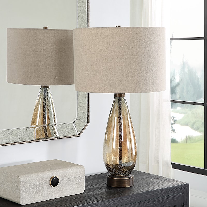 Uttermost Baltic Teardrop Glass Table Lamp - 29H, Shade 11H x 16 Dia in.