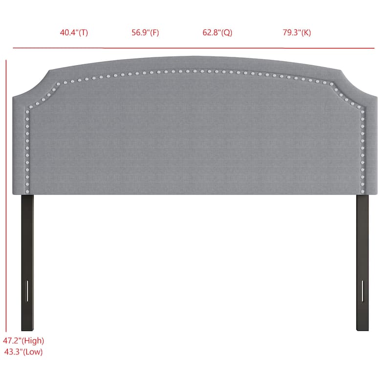 Cora Upholstered Clipped-corner Headboard w/ Nailhead Trim