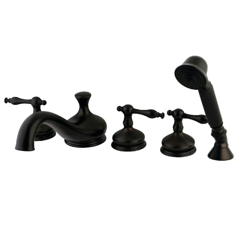 Kingston Brass Roman 5-Hole Deck Mount Roman Tub Faucet with Hand Shower - Oil Rubbed Bronze