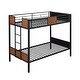 preview thumbnail 5 of 18, Metal Bunk Bed Modern Style Steel Frame Bunk Bed with Safety Rail Ladder for Bedroom, Dorm, Boys, Girls, Adults