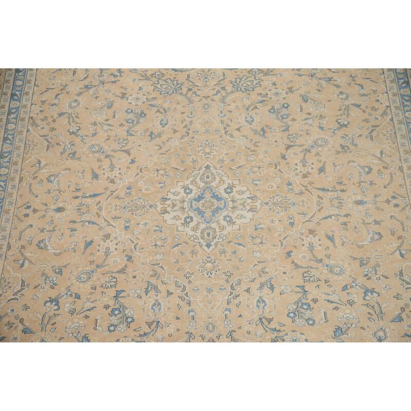 Hand Knotted Oriental 100% Wool Carpet Traditional Floral Peach Mashad Area Rug - 13' 1'' X 9' 11''