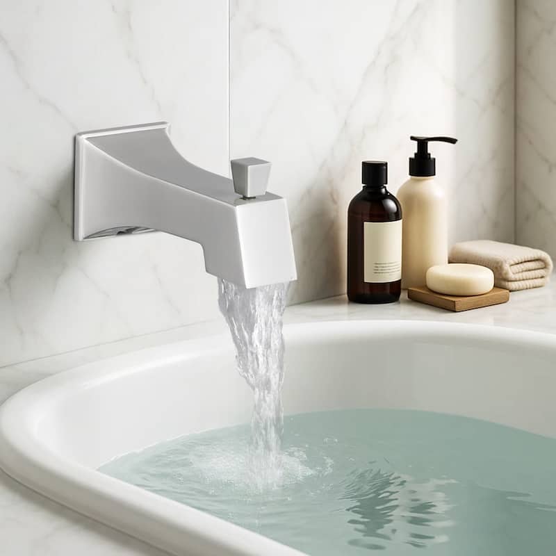 WOWOW Integrated Diverter Square Bathtub Spout in Modern