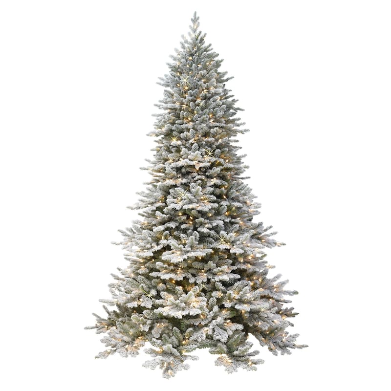 Pre-lit Flocked Downswept Douglas Artificial Christmas Tree - 6.5’ - Clear Light - 6.5 Foot