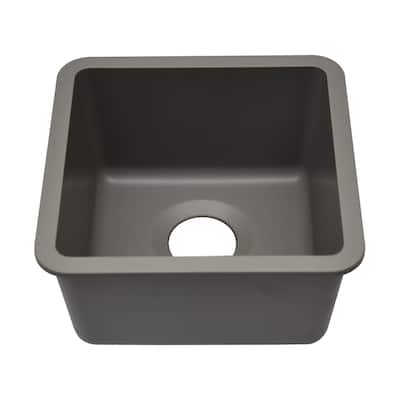 15 Inch Lexicon Platinum Quartz Composite Drop-in Undermount Single Bowl Galaxy Concrete Kitchen Sink LP-1515-C-SO - 15x15