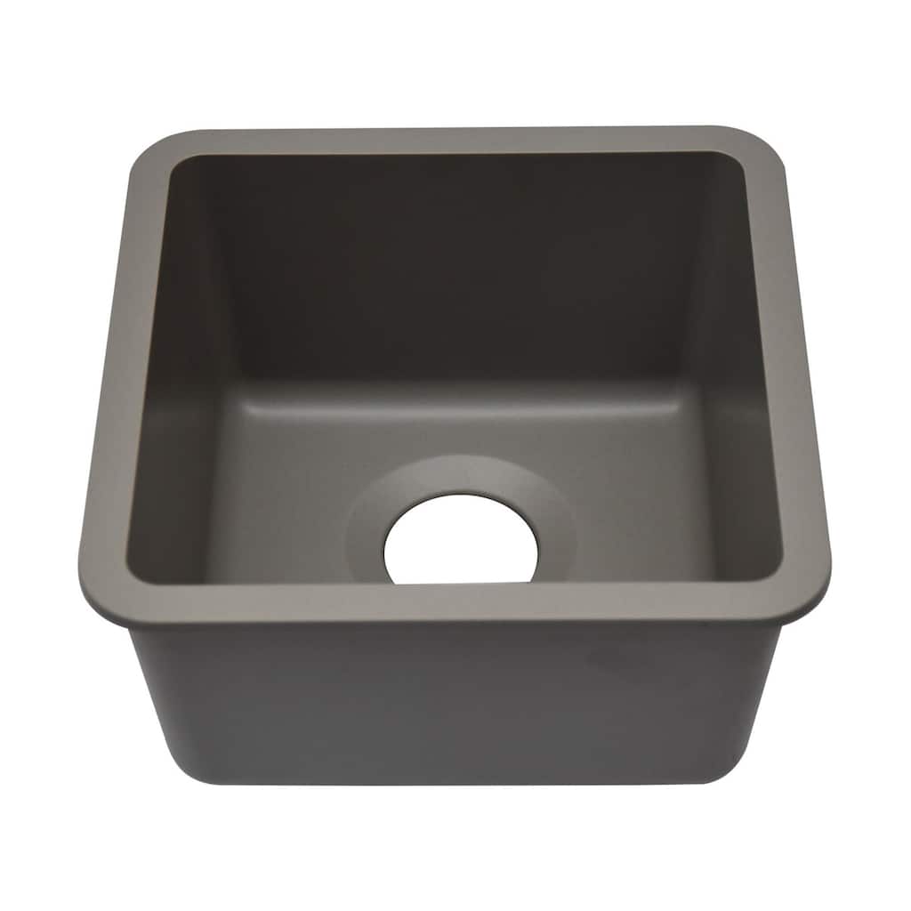 15 Inch Lexicon Platinum Quartz Composite Drop-in Undermount Single Bowl Galaxy Concrete Kitchen Sink LP-1515-C-SO - 15x15