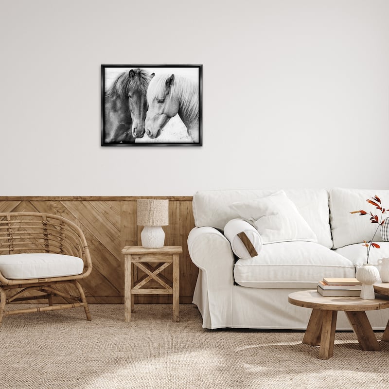 Stupell Horse Love Duo Portrait Framed Floater Canvas Wall Art Design by Sisi and Seb