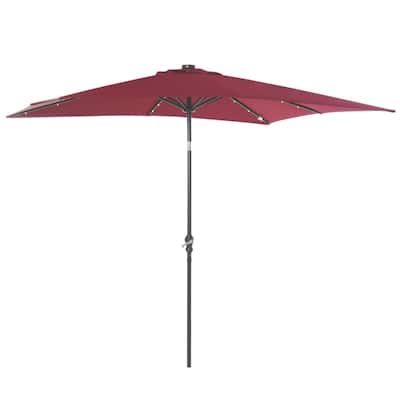 8.8ft Solar LED Patio Umbrella with Tilt and Crank System for Garden Deck Balcony or Backyard - 8.8' L x 6.7' W x 8.1' H