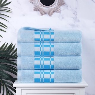Superior Larissa Cotton Embroidered Geometric Border Bath Towel Set of 4