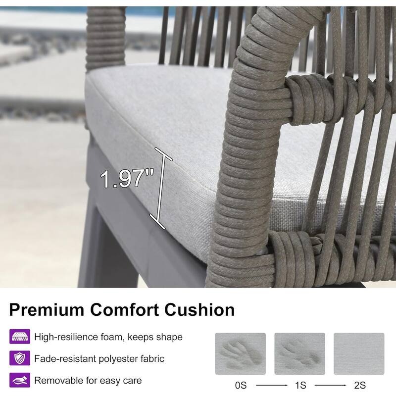 PURPLE LEAF Outdoor Dining Chairs Set of 2 Patio Counter Height Bar Stool with Cushion