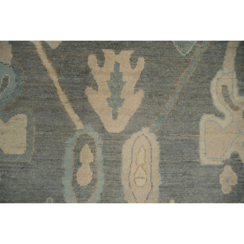 Hand Knotted Oriental 100% Wool Carpet Transitional All-Over Greys & Charcoal Oushak Area Rug - 9' 11'' X 7' 10''