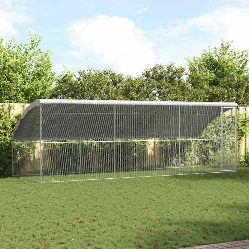 vidaXL Chicken Cage Silver 400 x 200 x 198.5 cm Galvanised Steel - 236.2