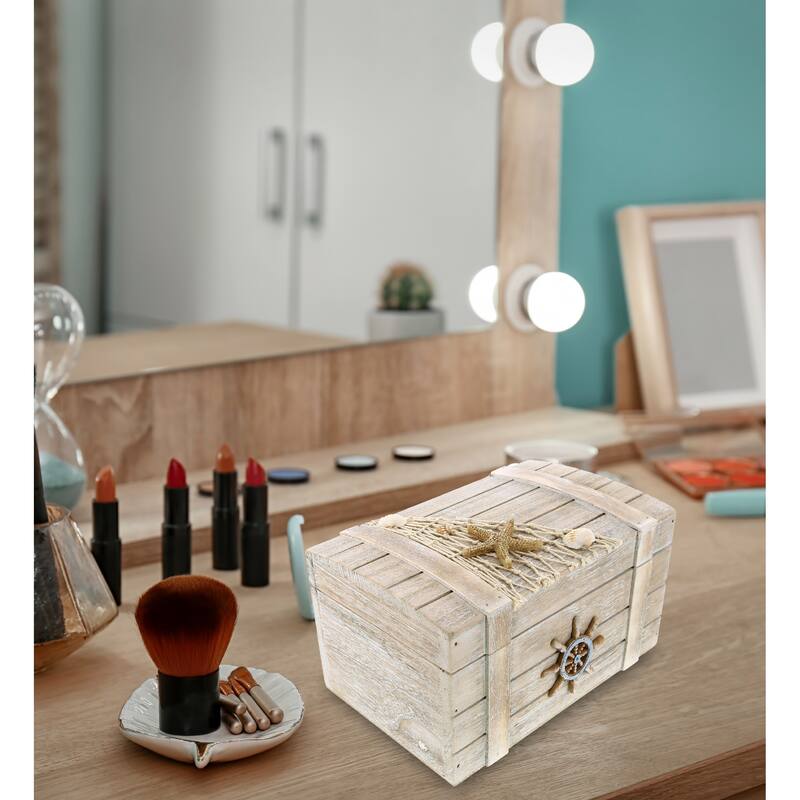 CoTa Global Vintage Wooden Jewelry Box with Starfish Decor - 9 Inch - 9 inches