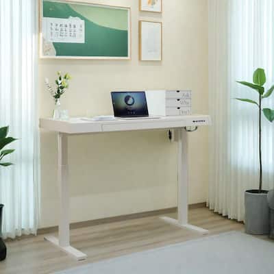 KOWO K3091 48 Inch Electric Height Adjustable Desk with Drawer Motorized Sit to Stand Workstation for Home Office
