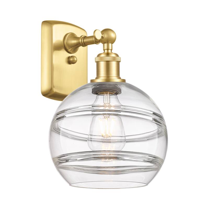 Innovations Lighting 516-1W-11-8 Rochester Sconce Rochester 11" Tall - Satin Gold / Clear