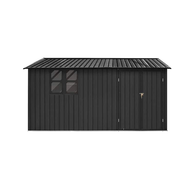 Outdoor 12 x 10 ft. Metal Storage Shed with Window and Vents and Hinged Door and Padlock