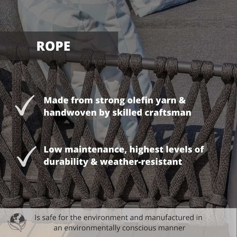 Amazonia Extendable Aluminum and Rope Outdoor Patio Dining Table