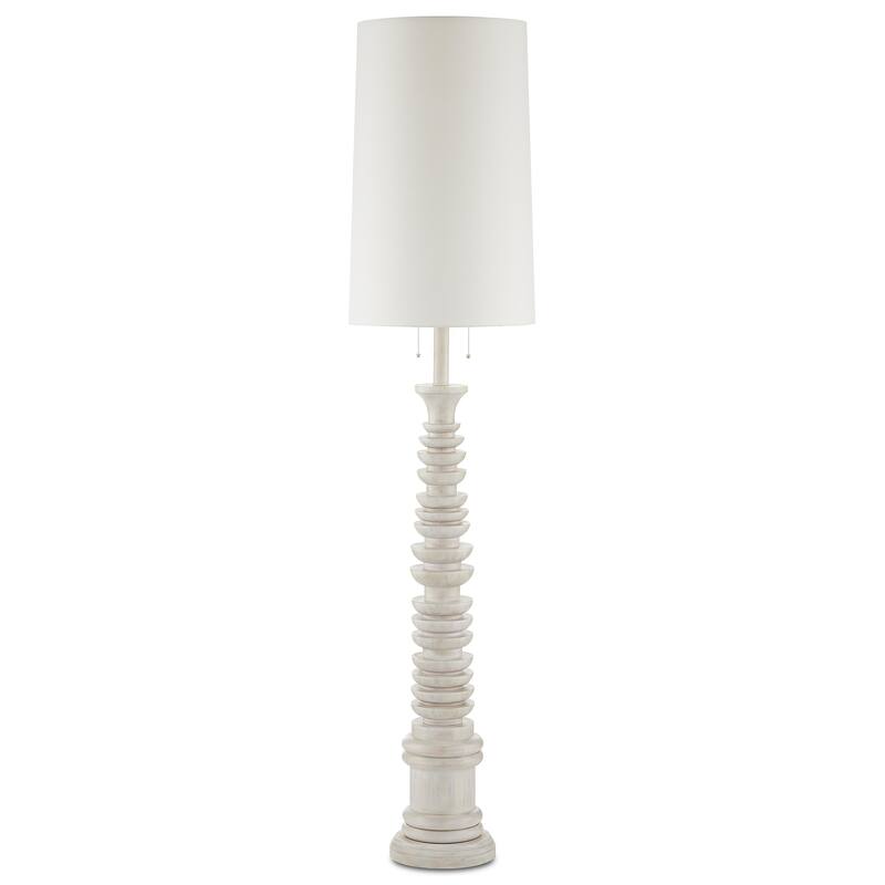 Currey & Company Malayan White Floor Lamp - 80"h x 18"dia.