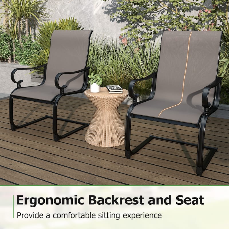 Gymax Patio Dining Chairs Set of 4 C-Spring Motion Patio Chairs w/
