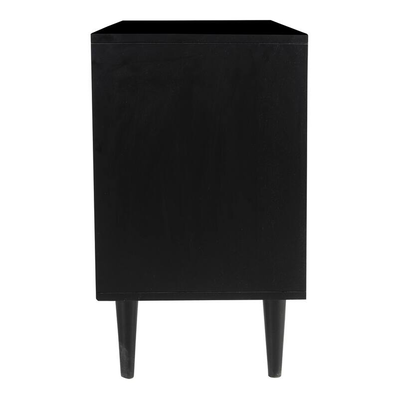 Circle Solid Wood with Natural Woven Cane Two-Door Cabinet