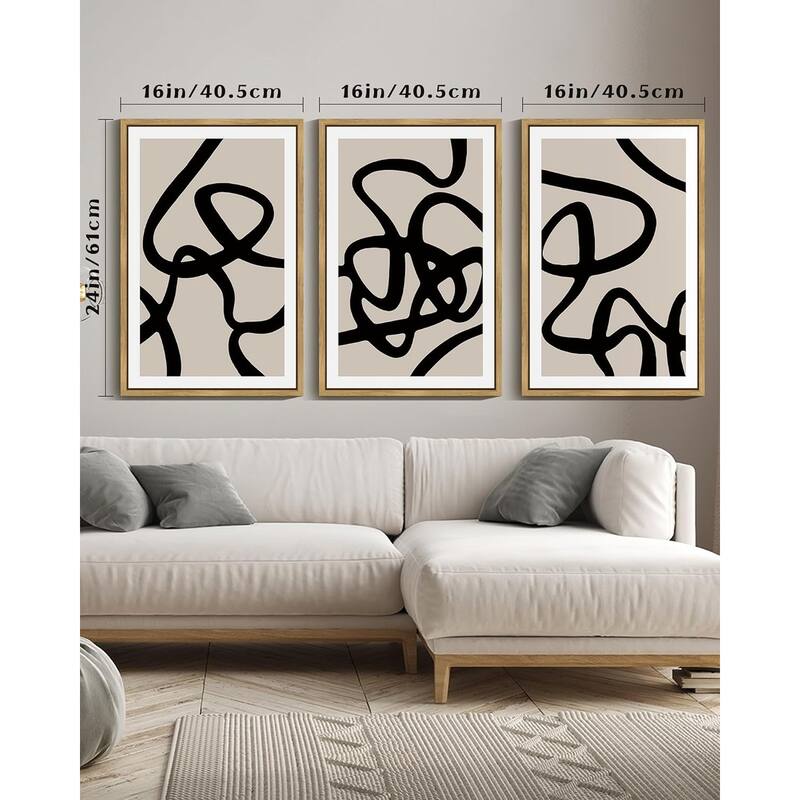 Black Lines Abstract Wall Art Ink Wash Minimalist