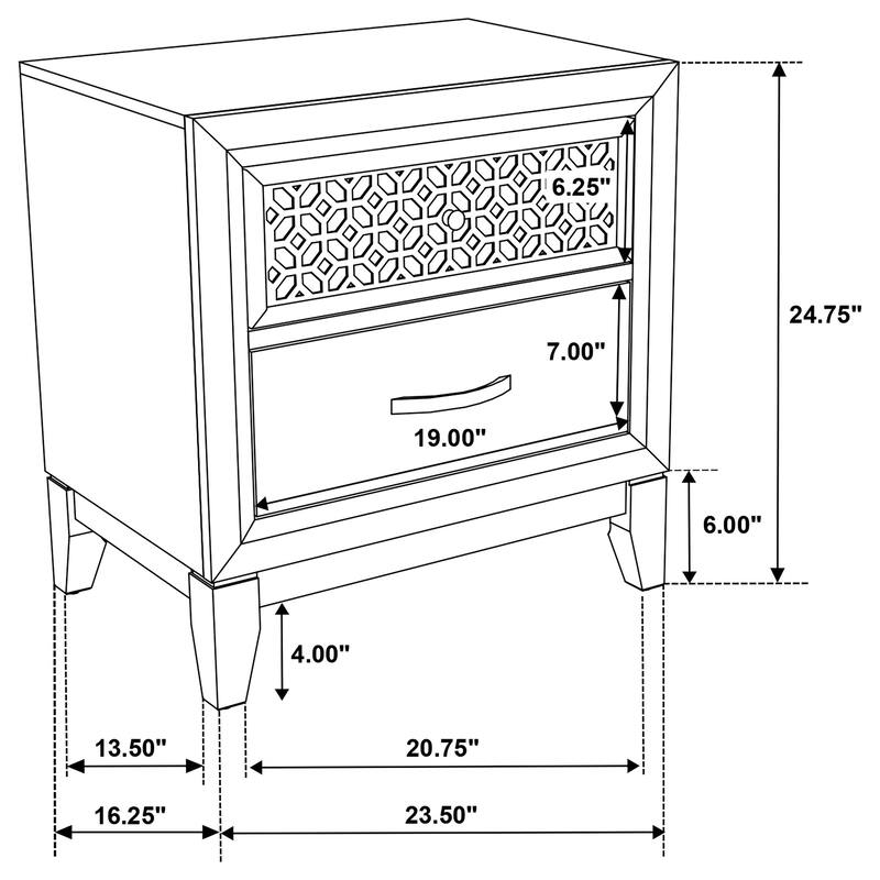 Valencia Transitional 2-drawer Nightstand Black