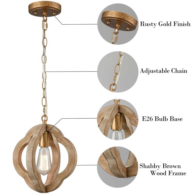 Potomac Farmhouse Solid-Wood Pendant Light Fixture , 1-Light
