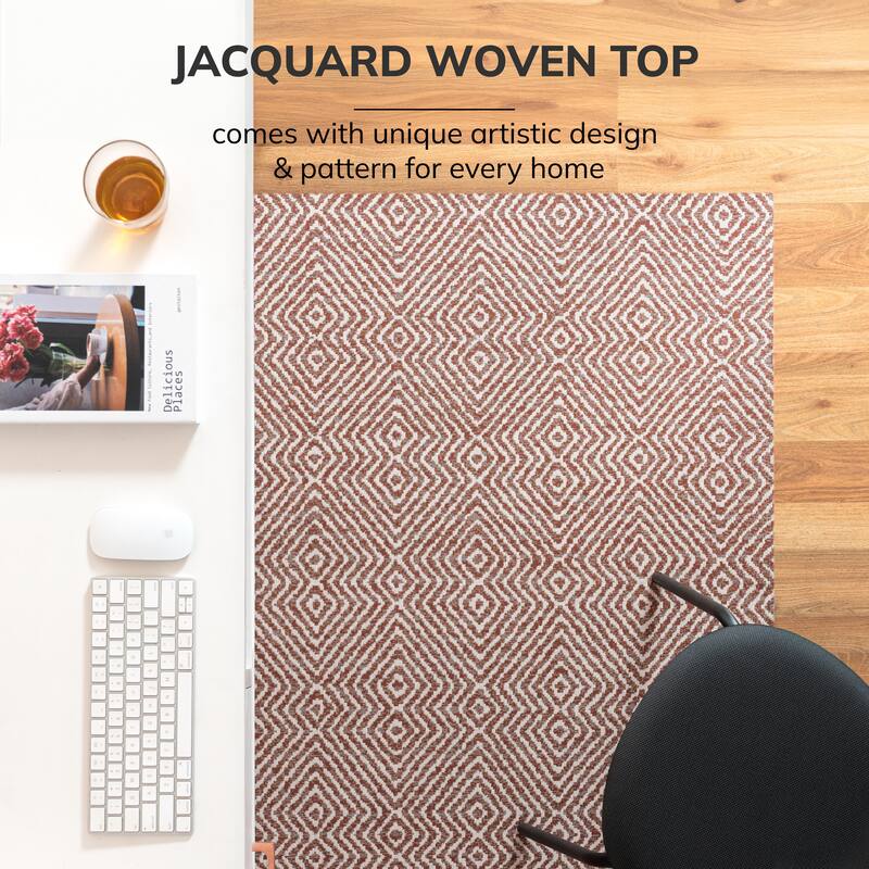 Jani 36"x48" Rug'd Chair Mat-Rug Style Office Chairmat for Carpet & Hard Floors| 0.25" Thick |Non-Slip, Foldable Desk Chair Mat