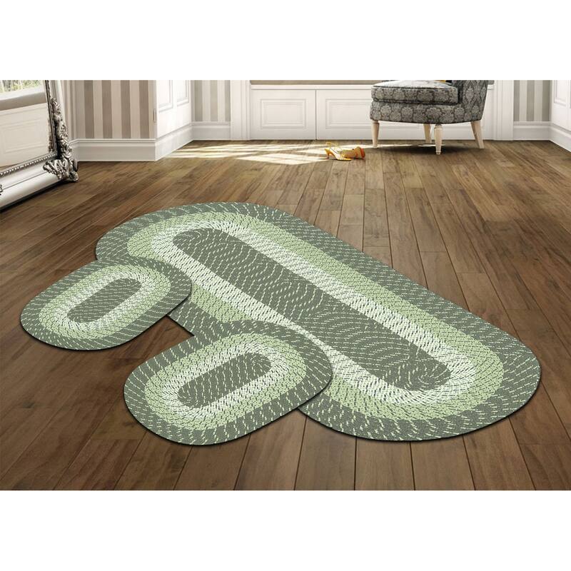 Better Trends Country Braid 100% Polypropylene 3 Pc Set Stain Resistant, Double Sided Reversible Indoor Area Utility Rug