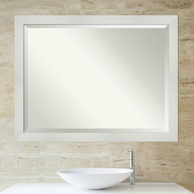 Beveled Bathroom Wall Mirror - Mosaic White Frame