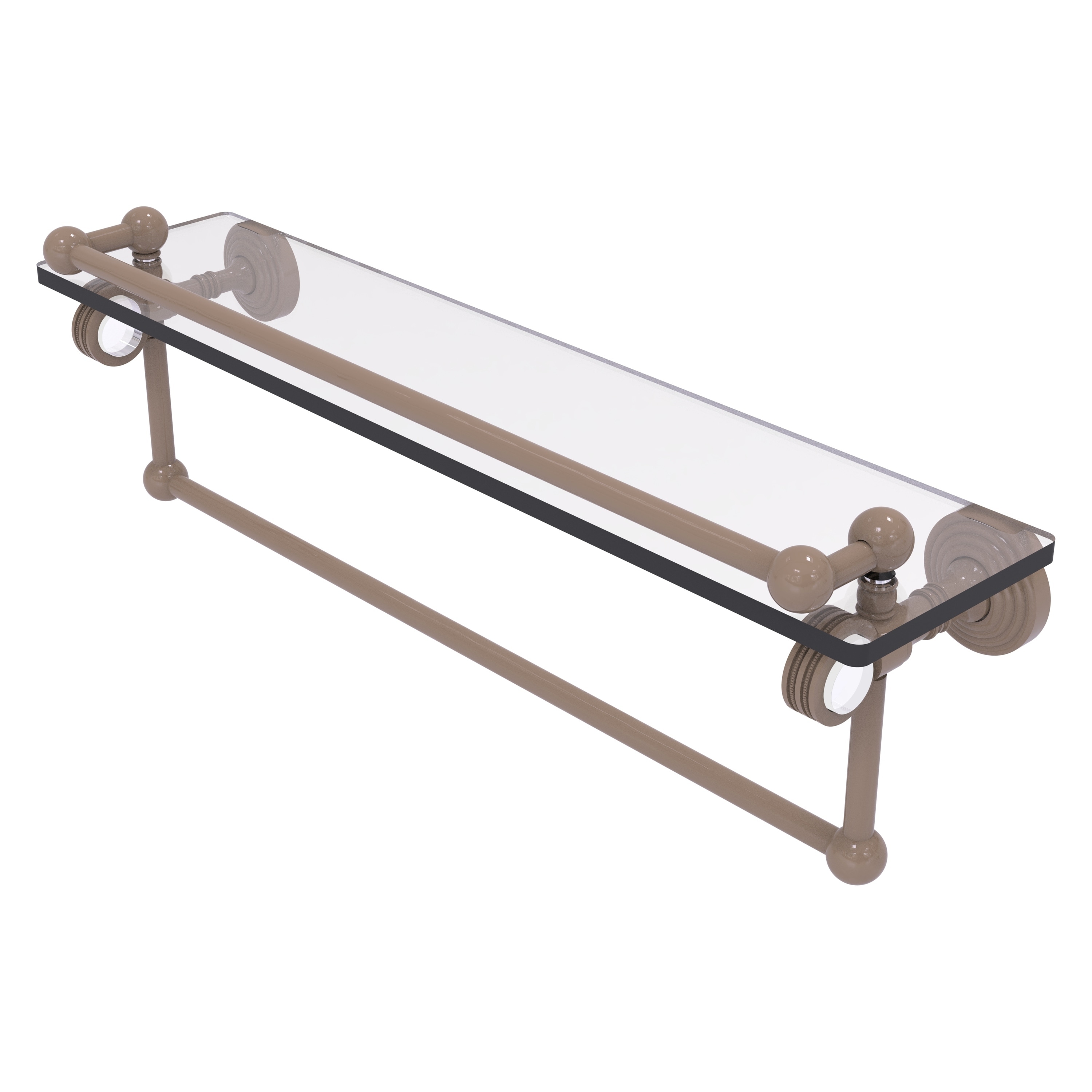Allied Brass Pacific Grove Collection 16 Inch Gallery Glass Shelf with Towel Bar and Dotted Accents
