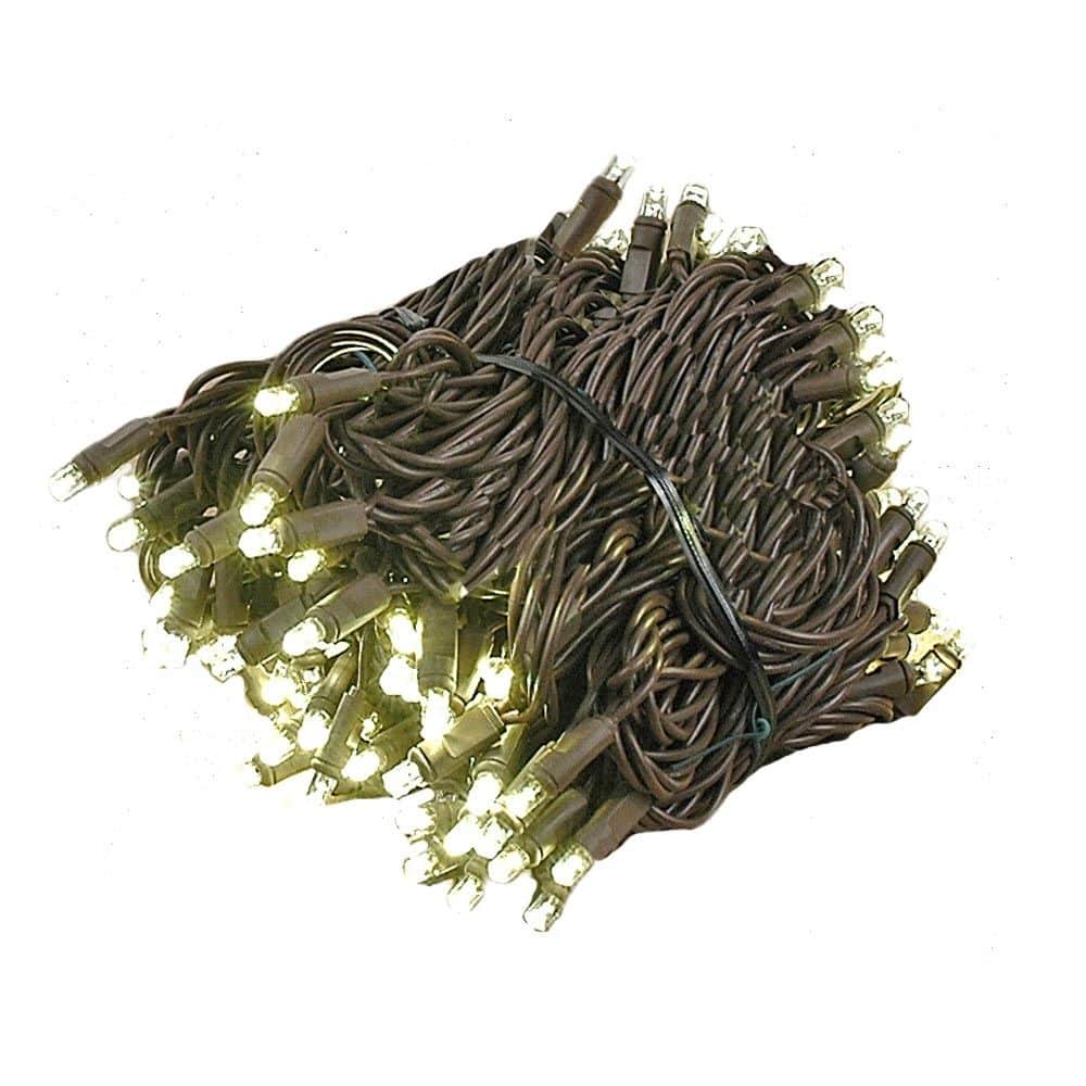 140 Light LED Chasing Christmas Mini Light Set, Warm White, Brown Wire, 46.5' - Warm White