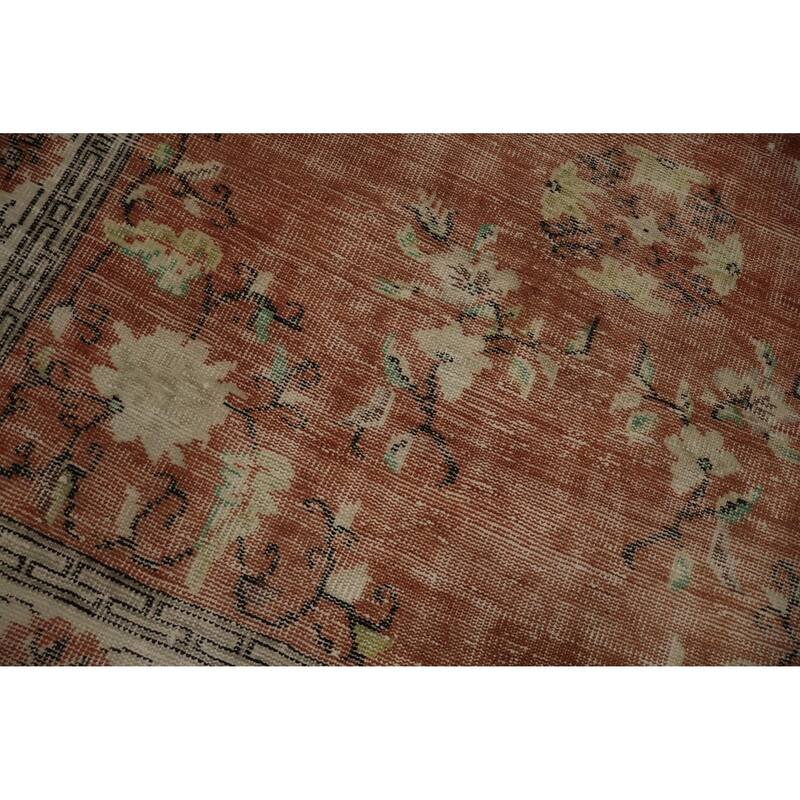 Hand Knotted Oriental 100% Wool Carpet Transitional Floral Oranges & Rust Anatolian Area Rug - 9' 3'' X 5' 6''