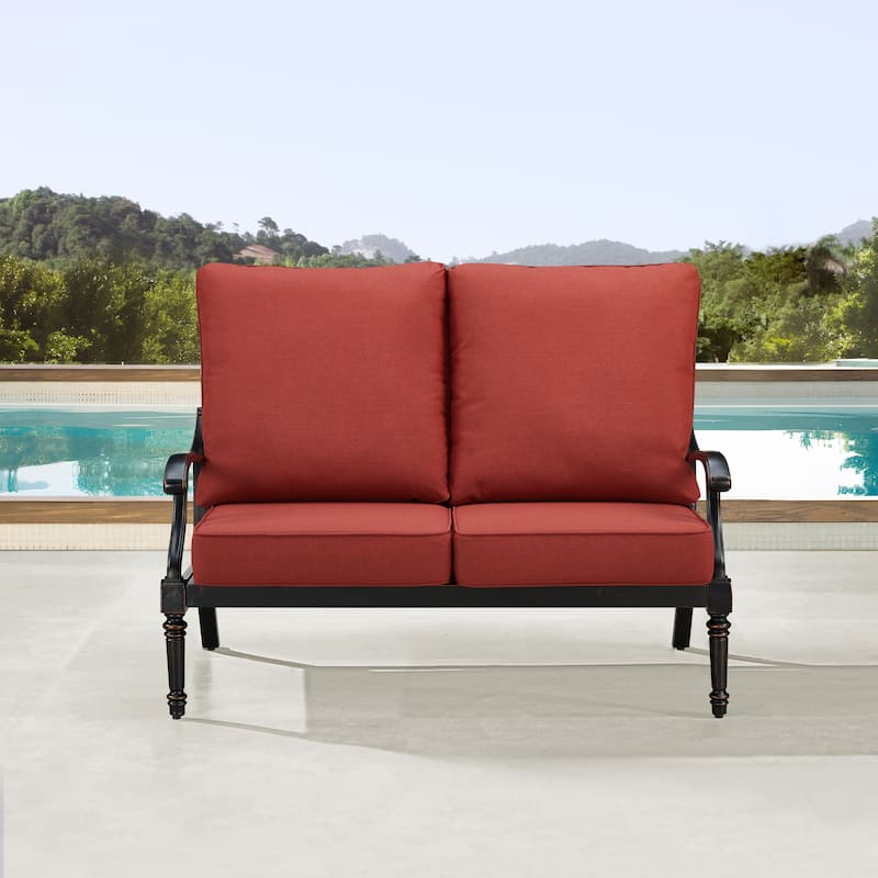 Black Aluminum Deep Seating Deep Seating Loveseat with Cushions