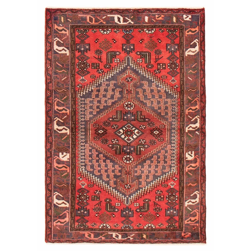 ECARPETGALLERY Hand-knotted Andelz Red Wool Rug - 4'0 x 5'11 - Red - 4'0 x 5'11