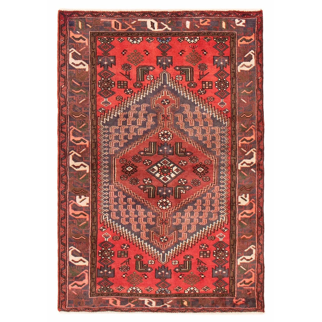 ECARPETGALLERY Hand-knotted Andelz Red Wool Rug - 4'0 x 5'11