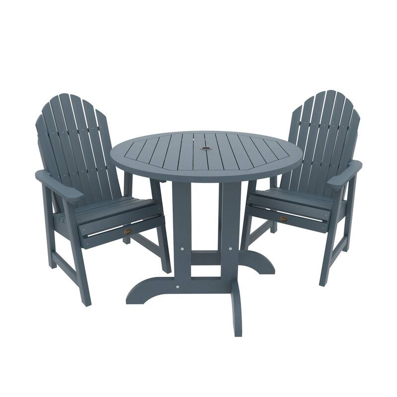 Highwood Commercial 3-Piece Muskoka Adirondack 36" Bistro Dining Set - Nantucket Blue