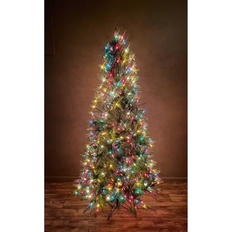 7.5' Slim Glendale Artificial Pine Christmas Tree PreLit MultiColor