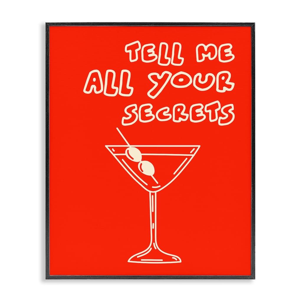 Stupell Tell Me Your Secrets Cocktail Framed Giclee Art Design By House of Lulu