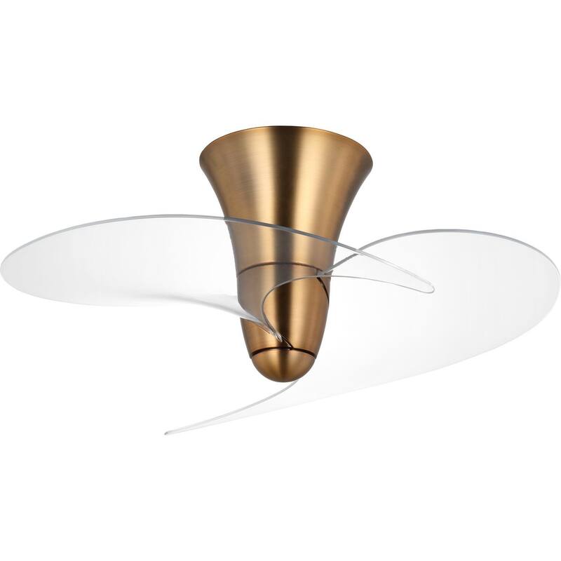Beal Collection 33.19-in. Two-Blade Vintage Brass Modern Ceiling Fan with Clear Blades - 33.19 in x 33.19 in x 13.94 in - 33.19 in x 33.19 in x 13.94 in