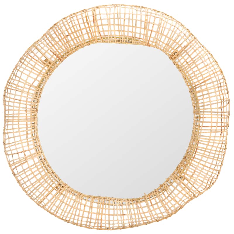 SAFAVIEH Home Alia 24-Inch Natural Round Mirror - 24"W x 2.5"D x 24"H