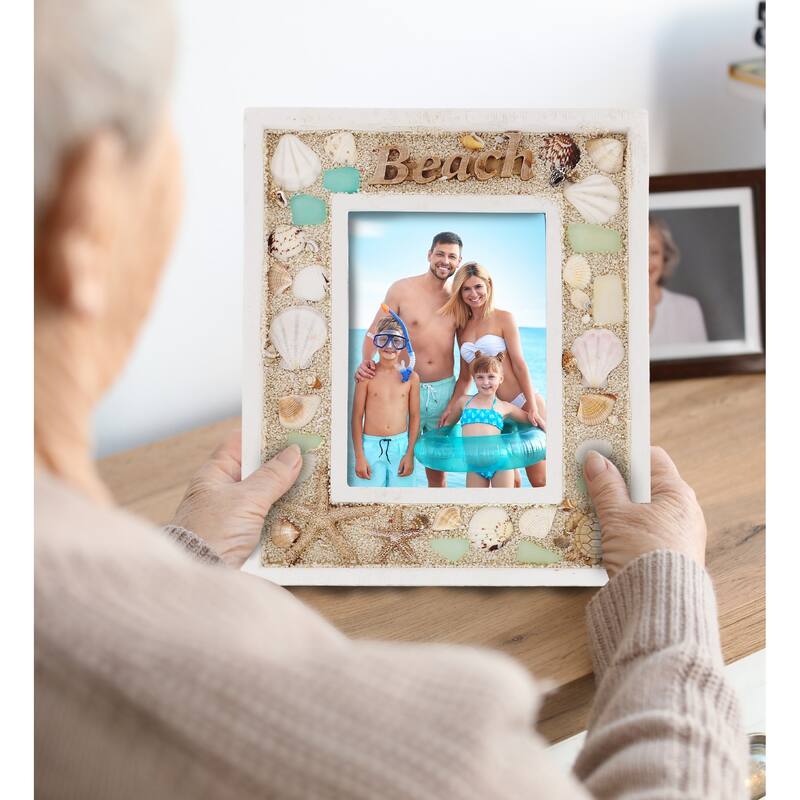 CoTa Global Oceanic 5x7 Beach Picture Frame- Beautiful Accent Seashell - 11 Inch