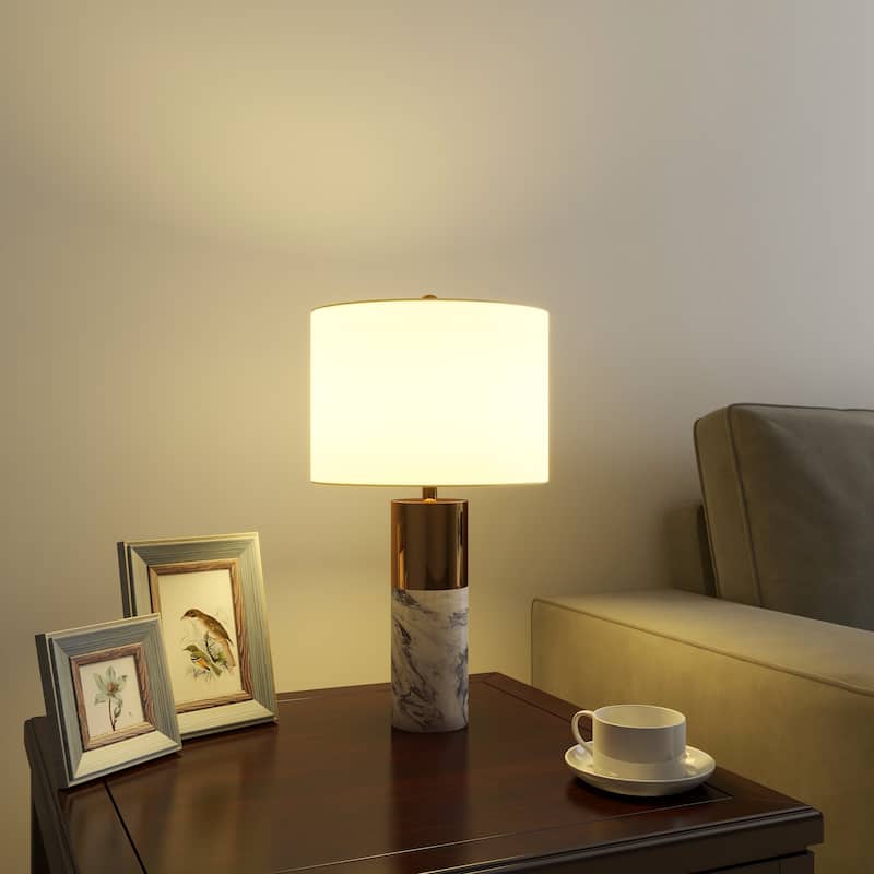 Set of 2 Luxury Marble Gold Bedside Table Lamp