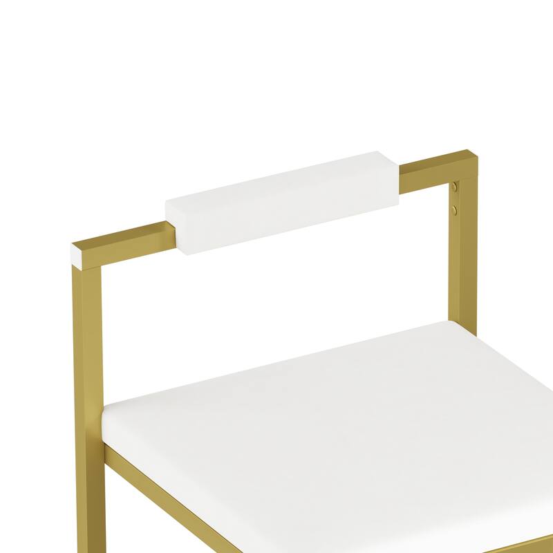 Velvet Upholstered Bar Stools Set of 2, Counter Height Square Back Bar Stools, Armless Dining Chairs with Metal Base