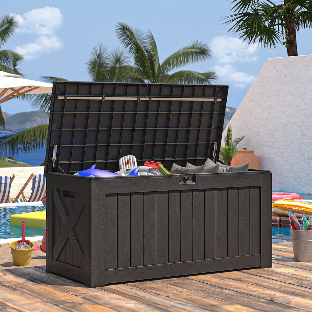 Patiowell 120-230 Gallon Large Deck Box, Outdoor Waterproof Lockable Storage Box for Gardening Tools, Patio Furniture