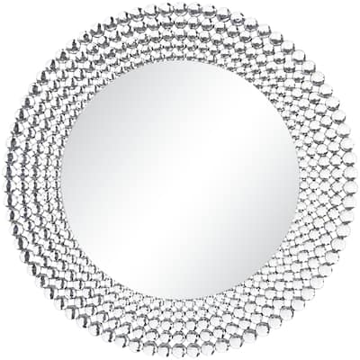 Glass Starburst Room Wall Mirror with Crystal Embellishment - Silver - Roche River Decor