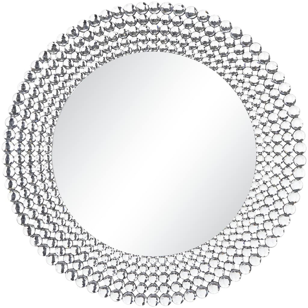 Glass Starburst Room Wall Mirror with Crystal Embellishment - Silver - Roche River Decor