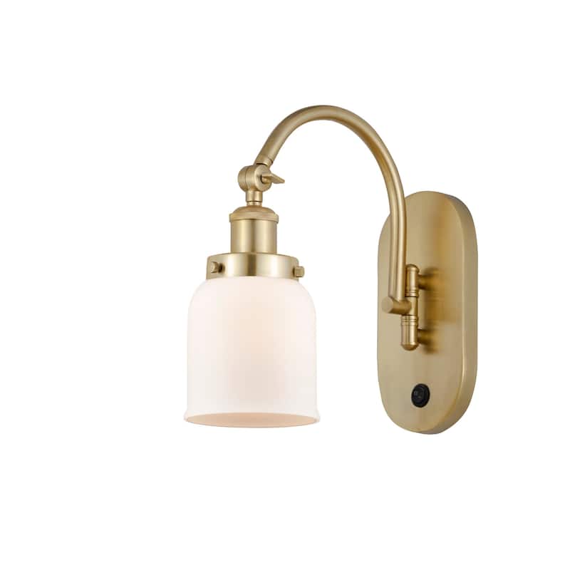 Innovations Lighting 918-1W-13-5 Bell Sconce Bell 13" Tall Wall Sconce - Satin Gold / Matte White